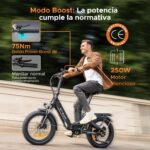 ENGWE bicicleta eléctrica 20 pulgadas 250W batería 48V 13.5Ah sensor de par frenos hidráulicos eBike urbana adultos negro - Imagen 8
