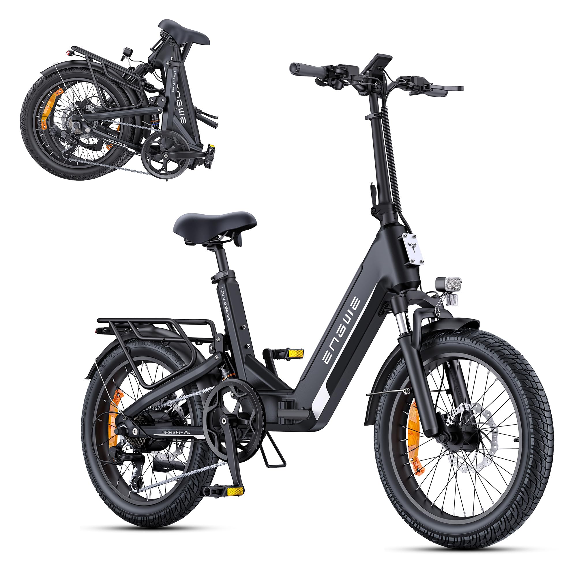 81VoldtVtdL ENGWE bicicleta eléctrica 20 pulgadas 250W batería 48V 13.5Ah sensor de par frenos hidráulicos eBike urbana adultos negro - Imagen 1