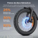 ENGWE bicicleta eléctrica 20 pulgadas 250W batería 48V 13.5Ah sensor de par frenos hidráulicos eBike urbana adultos negro - Imagen 3